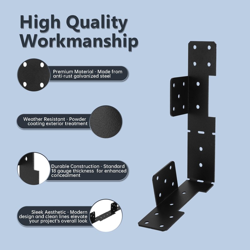 MOZCORN 4Pcs Adjustable Stair Stringer Connector, Concealed Deck Staircase Stringer