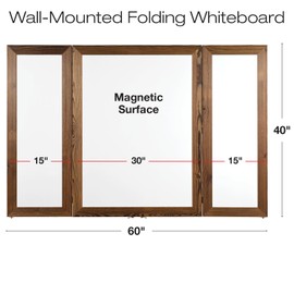 Excello Global Products 40" x 60" Wooden Wall Mounted Folding Whiteboard (Brown)