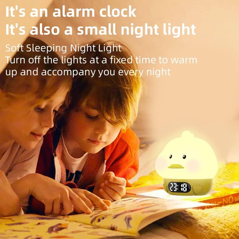 RUISHINE Alarm Clock Lights for Kids-Duck Night Lights,Temperature Display,RGB Color