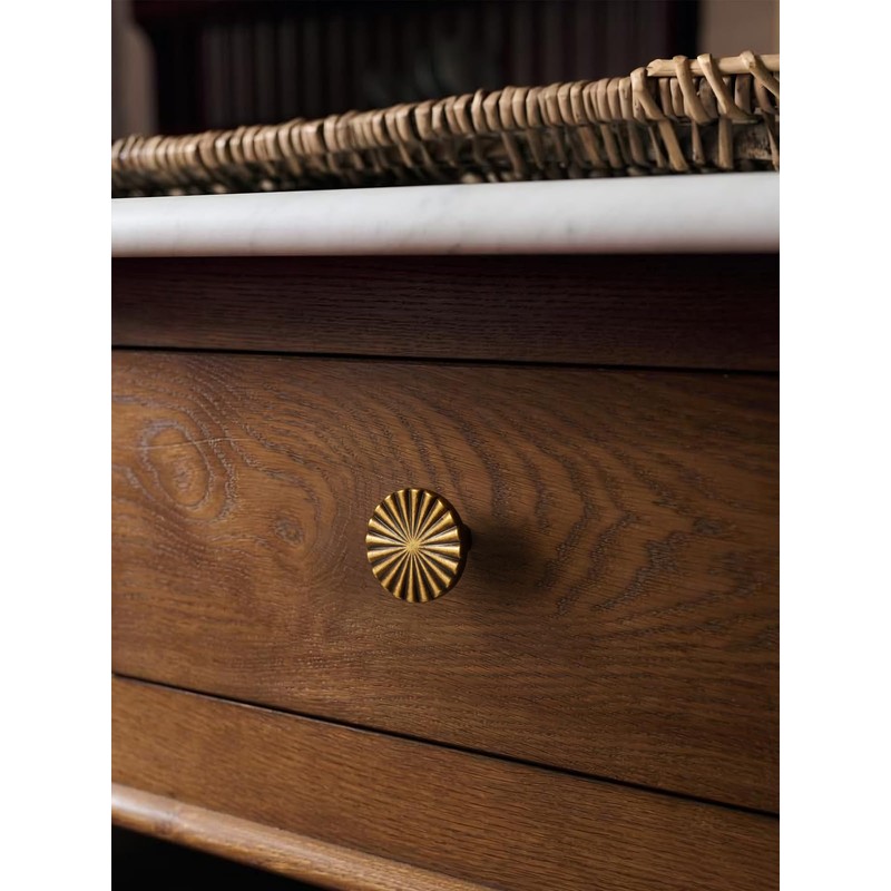 JIASENBAO 10 Pack Antique Brass Cabinet Knobs Vintage Flat Drawer