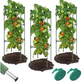 all-in-one_emporium 3 Pack Tall Square Tomato Cages for Garden, 47" Heavy Duty with 33ft Ties