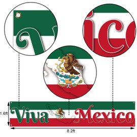 Viva Mexico Fence Banner Mexican Independence Day September 16th Patriotic Party Photo Booth Backdrop Outdoor Decoration
