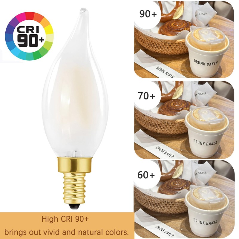 Dimmable E12 Chandelier Light Bulbs 60 Watt, Frosted Candelabra LED