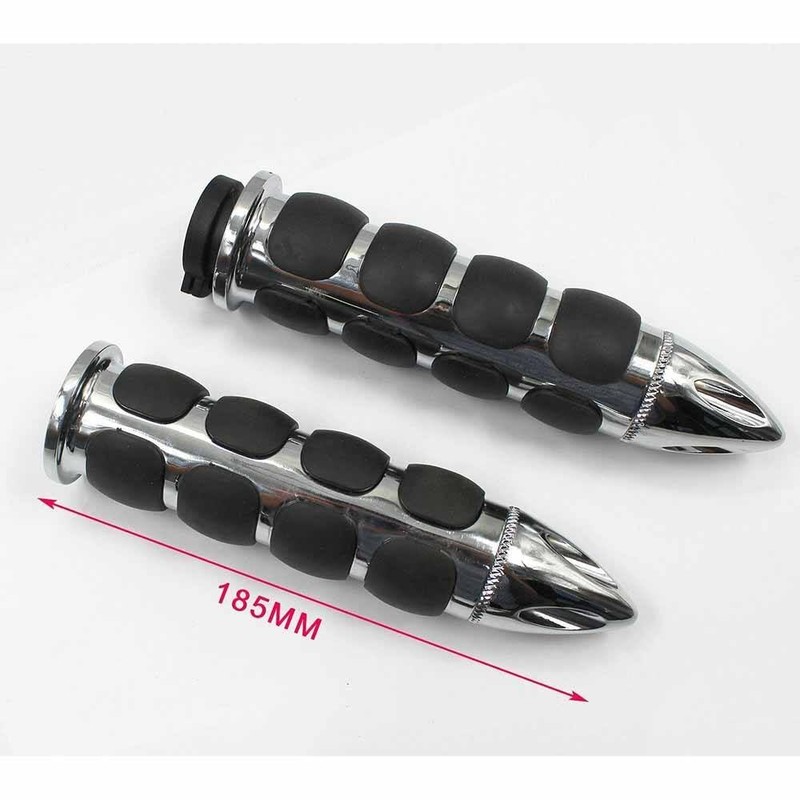 TDR Pair 1" Spike Chrome Hand Grips with Throttle Boss