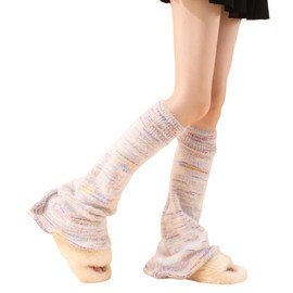 WODECASA Women Knit Leg Warmers Japanese-style JK Striped Mix Color Calf Cover Boot Socks Streetwear for Daily Party