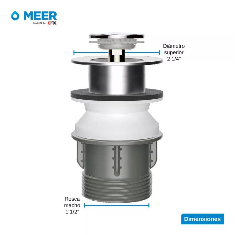 Meer Desagüe Emergente Con Botón Pop-up De Acero Inox Lavabo