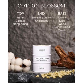 M&SENSE M&SENSE Cotton Blossom Scented Candles Natural Non Toxic, Aromatherapy Candle for Stress Relief Meditation Relaxing, Housewarming Gifts for Women Men, 11.3oz 70 Hour Long Burning