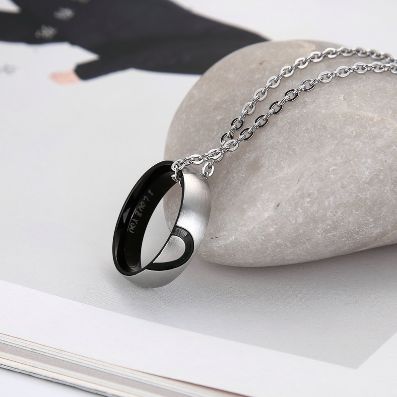 His & Her's for Real Love Heart Promise Ring Stainless