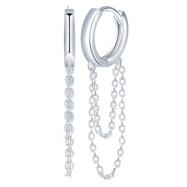 Yumilok Tassel Earrings Women's Hoop Earrings 925 Sterling Silver Women's Earrings Dangle for Women Teenager Girls Earrings Chain, Sterling Silver