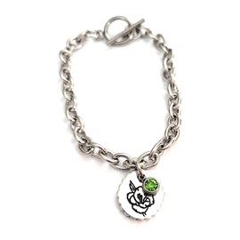 August Birthstone, Gladiolus, Flower Charm Bracelet, with Birth Month, Simple Dainty Gift, for Her Mom Daughter