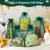 Hopttreely 100PCS Dark Green Organza Bags, 4X4.72 inch Mesh Bags