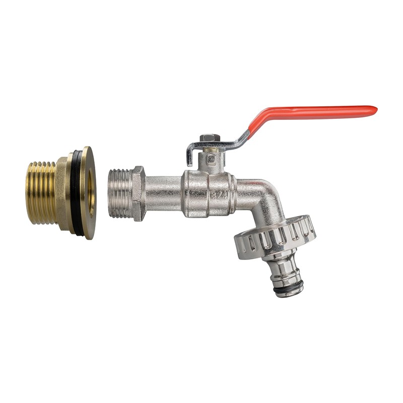 Solid brass water butt/rain barrel/tank threaded outlet adaptor/connector with 2