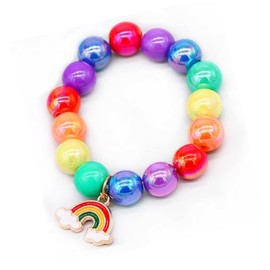 mciskin 1 Pieces Colorful Unicorn Bracelet Girls Unicorn Bracelets Rainbow Unicorn Beaded Bracelet for Birthday Party Favors Princess Pretend Play Bracelet (Colorful-Rainbow)