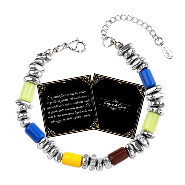 FANCIBAND Gift for Men, 316L Stainless Steel Bracelet with Stones