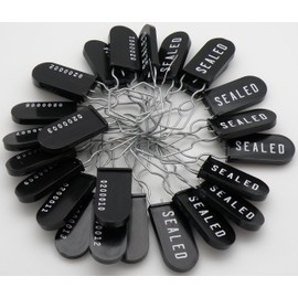 Plastic Padlock Security Seal with Large Shackle Metal Wire (Black, 25 Pack)