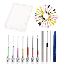 Sweieoni Embroidery Set Punch Needle Punch Needle Embroidery Set Embroidery Tool 8 Pieces Punch Needle + Threader + 24 Pieces Embroidery Thread + 2 Pieces Handle Needle Punch Tool Set