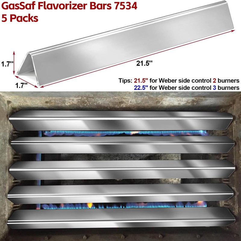 GasSaf 21.5" Flavorizer Bars Replace for Weber 7534, Genesis Silver