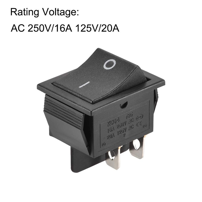 sourcing map Boot Shape 4-Pin Rocker Switch On/Off AC 250V/16A