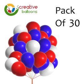 10 inch Plain Balloons White Red Blue Latex Balloons Mix Pack For Birthday Wedding Baby Shower Party Decoration Supplies Pack of 30