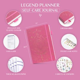 Legend Self-Care Journal – Guided Daily Reflection Journal to Support Mental & Physical Health – Daily Mood, Meditation & Personal Development Notebook – 7.1x10.5”, Lasts 3 Months (Violet Blossom - Gold foil)