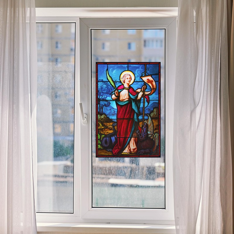 Saint George Stained Glass Window Film 24"x36.3" (24"x36.3")