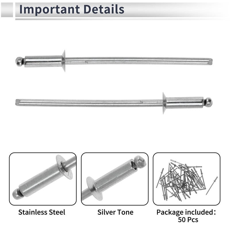 RATCHROLL 50 Pcs Open End Large Flange Blind Rivets 2.4mm