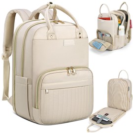 Mochila para Laptop Mujer Mochila para Computadora de 15.6 Pulgadas Mochila de Viaje Impermeable Mochila de Transporte Portátil Mochila de Trabajo Universitario con puerto USB,Albaricoque