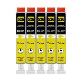 5 XXL Printer Cartridges Compatible with CLI-526 Y Yellow for Canon PIXMA IP4850 IP4950 IX6550 MG5150 MG5250 MG5350 MG6150 MG6250 MG8150 MG8250 MX715 MX885 MX89 5