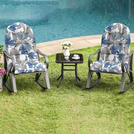 LVTXIII Outdoor Adirondack Chair Cushions, 44x19x4 Inch Non-Slip High Back Rocking Chair Cushion, Tufted Patio Lounge Cushion Seat Cushion, Set of 2, Clemens Noir Blue