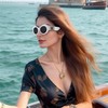 FEISEDY Oval Sunglasses Women RetroTiny Small Face Narrow StyleTrendy Round