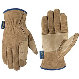 Guantes de trabajo de piel auténtica para hombre, resistentes al agua, HydraHyde, grandes (Wells Lamont 1019)