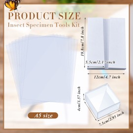 14 Pieces Insect Specimen Tools Kit Insect Display Case Box with Clear Top 8 Sheets Thin Tracing Paper Butterfly Mounting EVA Foam Pinning Board Pins 3 Pcs Insect Specimen Tools for Bugs Collection
