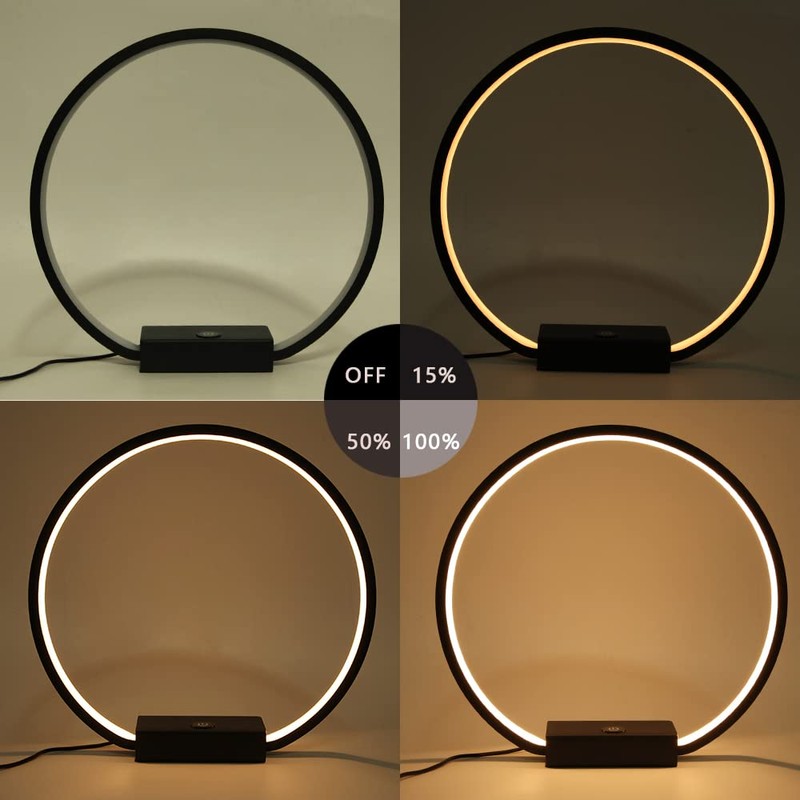 MASIVEL LED Circle Table Lamp Touch Control 3-Way Dimmable Bedside
