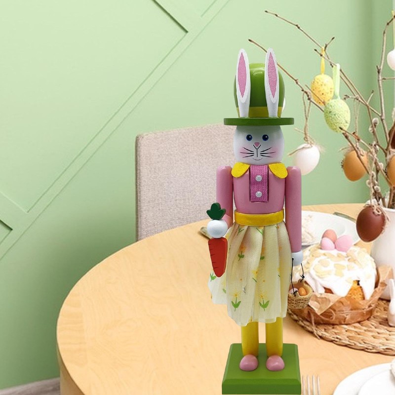 Perfeclan Easter Bunny Nutcracker Decor Nutcracker Figure, Traditional Rabbit Decoration