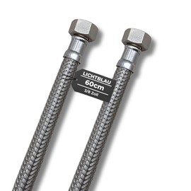 LICHTBLAU Kink Resistant Stainless Steel Hose I 60 cm I 3/8 Inch I Suitable for Drinking Water Tap Angle Valve Reinforced Hose Kitchen Tap Bathroom Toilet Cistern