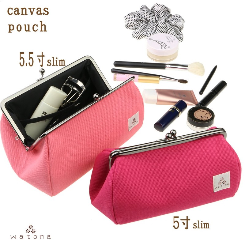 watona Canvas Purse Makeup Pouch, Cosmetic Pouch, 5.5 inch (Slim),