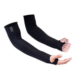 CAWANFLY Protective Arm Sleeves, Level 5 Protection Cut Resistant Sleeve with Thumb Hole 1 Pair, 17.7" (Black,Large)