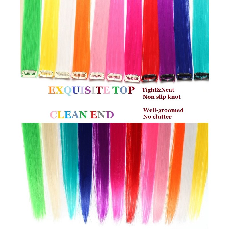LiaSun 10Pcs/set Multi-Colors Straight Highlight Clip in Hair Extensions 20