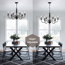 QAREHL Farmhouse Chandelier 6 Light Black Chandeliers for Dining Room Lighting Fixtures Hanging, Kitchen Island, Rustic Industrial Iron Chandeliers for Foyer, Living Room, Bedroom