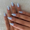 Uñas postizas cortas almendradas Chrome Baby Blue, uñas postizas de