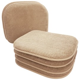 PAGGED Khaki Foam Seat Cushions Kitchen Chairs Pads for Dining Chairs 6 Pack Non Slip Patio Seat Cushions Washable U Shaped Soft Thick Large Metal Wooden Chair Cushions,17" x 15"