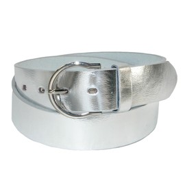 CTM Womens 1 3/8 Inch Wide Basic Bridle Belt, Small, Silver