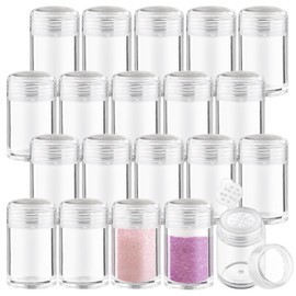20 Pcs 10g Loose Powder Jar Plastic Refillable Face Powder Case Transparent Travel Cosmetic Container with Sifter for Powder - Clear Lid