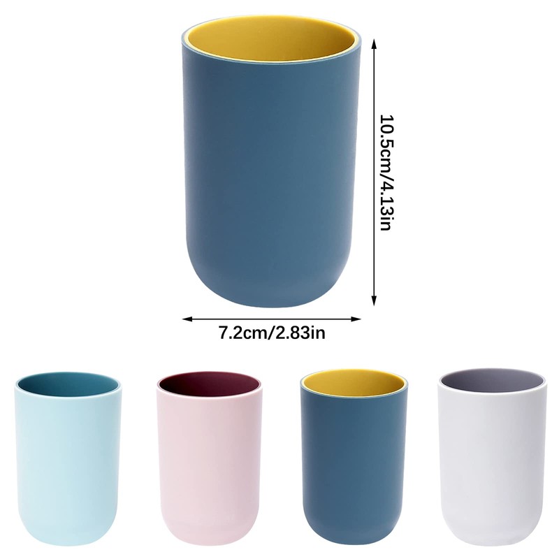 Bathroom Cups, Unbreakable Reusable Drinking Cups Set of 4 Colors