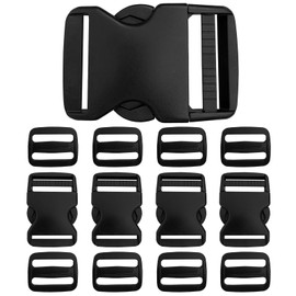 1" Buckles for Straps Quick Side Release Plastic Buckle Clip 4 pcs + Tri-Glide Slide 8 pcs Fit 1 inch Wide Nylon Strap Webbing Belt, Heavy Duty Dual Adjustable No Sew, Backpack Parachute Replacement
