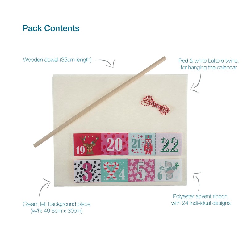 Trimits Make Your Own Fabric Pocket Advent Calendar Kit, 30