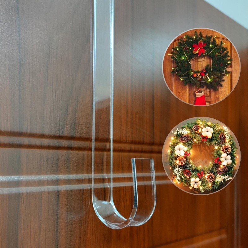 Ainkou 2pcs Clear 12" Wreath Hanger Hook Christmas Wreaths Holders