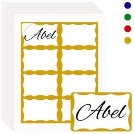 Name Tag Stickers,Printable Name Labels 200pcs,3.5" x 2.25"Address Labels, 8.5" x 11 "Computer Size Paper Lables Stickers for Laser/Inkjet Printer (Gold, 3.5" x 2.25")