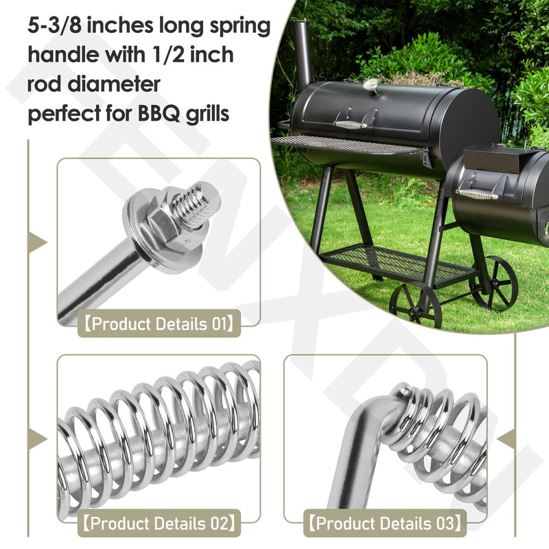 FENXDN 5-3/8" Stainless Spring Handle with 1/2" Seet Rod for