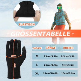 Migliore Wear Merino Liner Gloves, Touchscreen Wool Gloves, Merino Wool Gloves, Warm Inner Gloves, Winter Gloves for Cycling, Running, Hiking, Driving, black